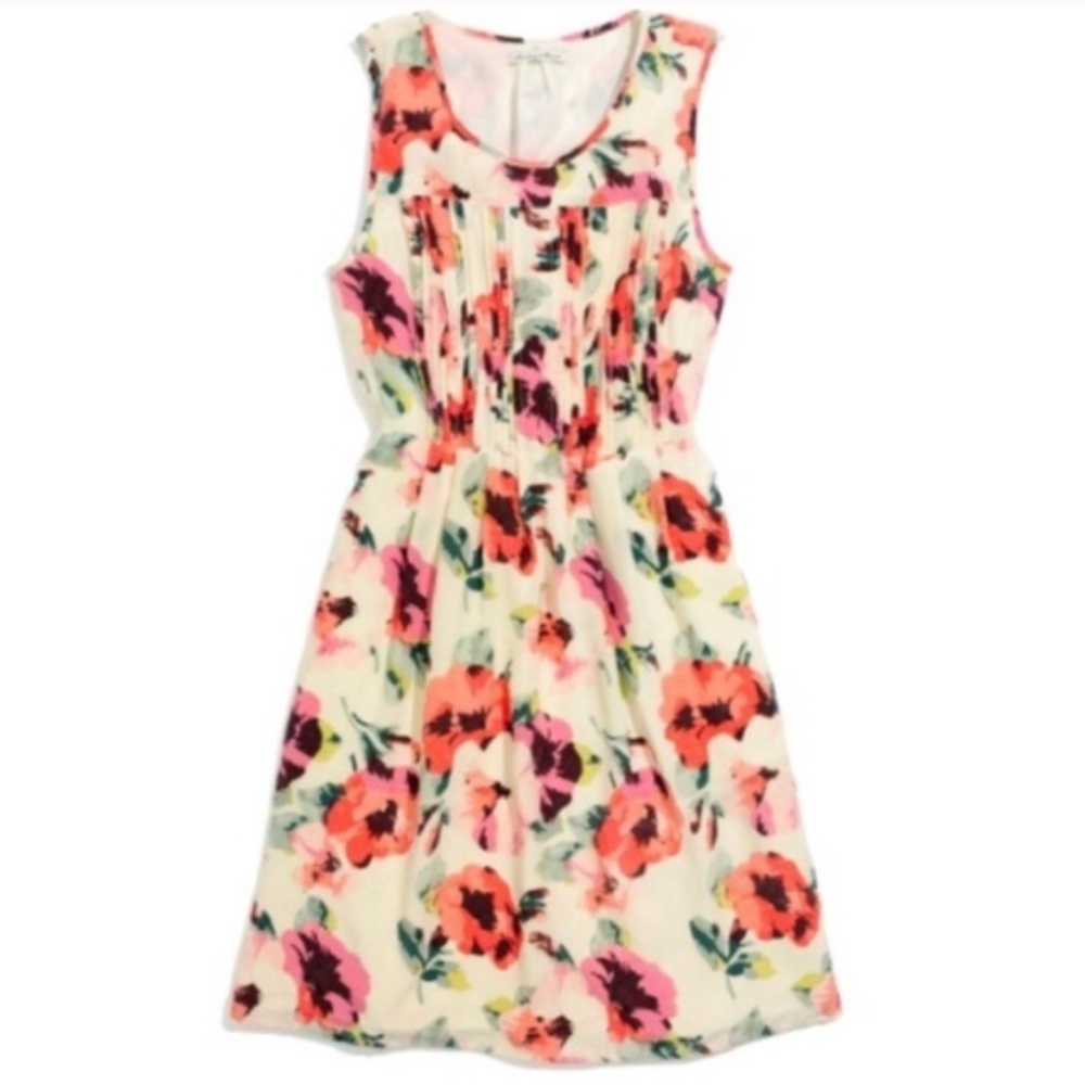 Madewell pleated silk dress in tearose